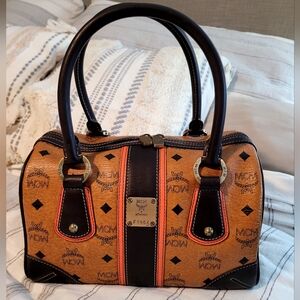 MCM Cognac Viestos Multi Boston Bag